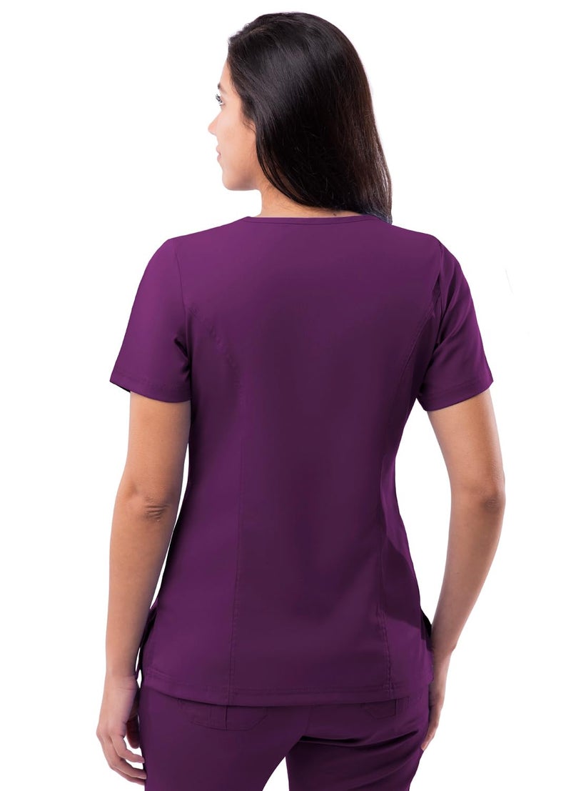 Adar Uniforms, Pro Scrubs for Women - Elevated V-Neck Scrub Top - P4212 - Eggplant - M - Image 2